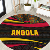 Angola Round Carpet with Red Black Yellow Tribal Design and Elephant - Wonder Print Shop
