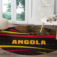 Angola Round Carpet with Red Black Yellow Tribal Design and Elephant - Wonder Print Shop