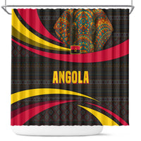 Angola Shower Curtain with Red Black Yellow Tribal Design and Elephant - Wonder Print Shop