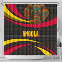 Angola Shower Curtain with Red Black Yellow Tribal Design and Elephant - Wonder Print Shop