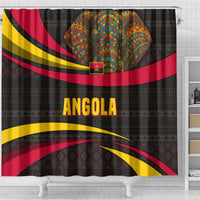 Angola Shower Curtain with Red Black Yellow Tribal Design and Elephant - Wonder Print Shop