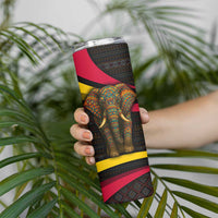 Angola Skinny Tumbler with Red Black Yellow Tribal Design and Elephant - Wonder Print Shop