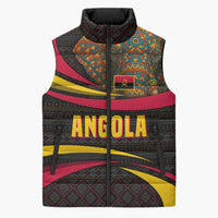 Angola Sleeveless Puffer Jacket with Red Black Yellow Tribal Design and Elephant - Wonder Print Shop
