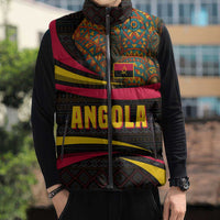 Angola Sleeveless Puffer Jacket with Red Black Yellow Tribal Design and Elephant - Wonder Print Shop