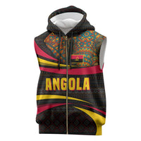 Angola Sleeveless Zip Hoodie with Red Black Yellow Tribal Design and Elephant - Wonder Print Shop