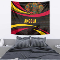 Angola Tapestry with Red Black Yellow Tribal Design and Elephant - Wonder Print Shop