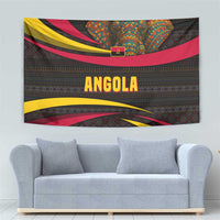 Angola Tapestry with Red Black Yellow Tribal Design and Elephant - Wonder Print Shop