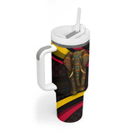 Angola Tumbler With Handle with Red Black Yellow Tribal Design and Elephant - Wonder Print Shop