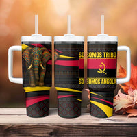 Angola Tumbler With Handle with Red Black Yellow Tribal Design and Elephant - Wonder Print Shop