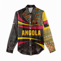 Angola Women Casual Shirt with Red Black Yellow Tribal Design and Elephant - Wonder Print Shop