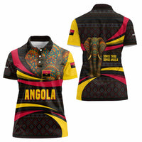 Angola Women Polo Shirt with Red Black Yellow Tribal Design and Elephant - Wonder Print Shop