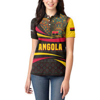 Angola Women Polo Shirt with Red Black Yellow Tribal Design and Elephant - Wonder Print Shop