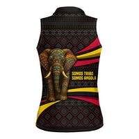 Angola Women Sleeveless Polo Shirt with Red Black Yellow Tribal Design and Elephant - Wonder Print Shop