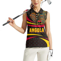 Angola Women Sleeveless Polo Shirt with Red Black Yellow Tribal Design and Elephant - Wonder Print Shop