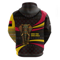 Angola Zip Hoodie with Red Black Yellow Tribal Design and Elephant - Wonder Print Shop