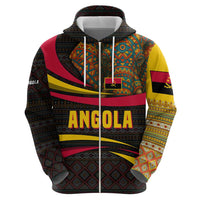 Angola Zip Hoodie with Red Black Yellow Tribal Design and Elephant - Wonder Print Shop