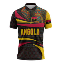 Angola Zipper Polo Shirt with Red Black Yellow Tribal Design and Elephant - Wonder Print Shop