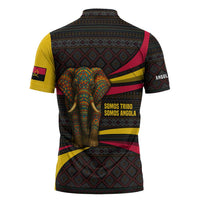 Angola Zipper Polo Shirt with Red Black Yellow Tribal Design and Elephant - Wonder Print Shop