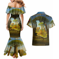 Angola Couples Matching Mermaid Dress and Hawaiian Shirt with Savannah Wildlife Design and African Animal - Wonder Print Shop