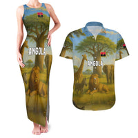 Angola Couples Matching Tank Maxi Dress and Hawaiian Shirt with Savannah Wildlife Design and African Animal - Wonder Print Shop