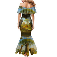 Angola Family Matching Mermaid Dress and Hawaiian Shirt with Savannah Wildlife Design and African Animal - Wonder Print Shop