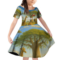 Angola Family Matching Off Shoulder Short Dress and Hawaiian Shirt with Savannah Wildlife Design and African Animal - Wonder Print Shop