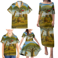 Angola Family Matching Puletasi and Hawaiian Shirt with Savannah Wildlife Design and African Animal - Wonder Print Shop