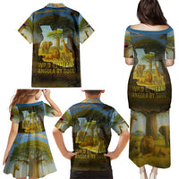 Angola Family Matching Puletasi and Hawaiian Shirt with Savannah Wildlife Design and African Animal - Wonder Print Shop