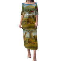 Angola Family Matching Puletasi and Hawaiian Shirt with Savannah Wildlife Design and African Animal - Wonder Print Shop
