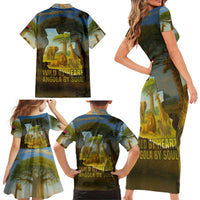 Angola Family Matching Short Sleeve Bodycon Dress and Hawaiian Shirt with Savannah Wildlife Design and African Animal - Wonder Print Shop