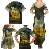 Angola Family Matching Summer Maxi Dress and Hawaiian Shirt with Savannah Wildlife Design and African Animal - Wonder Print Shop