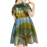 Angola Kid Short Sleeve Dress with Savannah Wildlife Design and African Animal - Wonder Print Shop