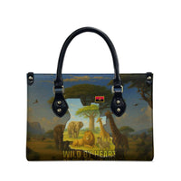 Angola Leather Bag with Savannah Wildlife Design and African Animal - Wonder Print Shop
