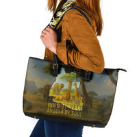Angola Leather Tote Bag with Savannah Wildlife Design and African Animal - Wonder Print Shop
