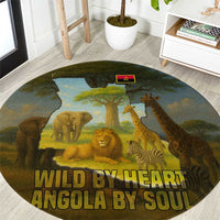 Angola Round Carpet with Savannah Wildlife Design and African Animal - Wonder Print Shop