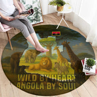 Angola Round Carpet with Savannah Wildlife Design and African Animal - Wonder Print Shop