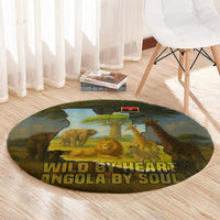 Angola Round Carpet with Savannah Wildlife Design and African Animal - Wonder Print Shop