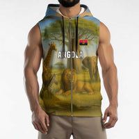Angola Sleeveless Zip Hoodie with Savannah Wildlife Design and African Animal - Wonder Print Shop
