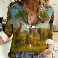 Angola Women Casual Shirt with Savannah Wildlife Design and African Animal - Wonder Print Shop