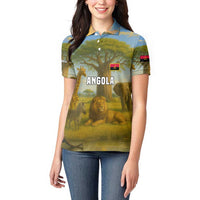 Angola Women Polo Shirt with Savannah Wildlife Design and African Animal - Wonder Print Shop