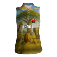 Angola Women Sleeveless Polo Shirt with Savannah Wildlife Design and African Animal - Wonder Print Shop