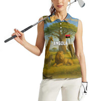 Angola Women Sleeveless Polo Shirt with Savannah Wildlife Design and African Animal - Wonder Print Shop