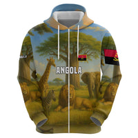 Angola Zip Hoodie with Savannah Wildlife Design and African Animal - Wonder Print Shop