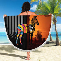 Angola Beach Blanket with Sunset Zebra Design and African Nature - Wonder Print Shop