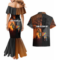 Angola Couples Matching Mermaid Dress and Hawaiian Shirt with Sunset Zebra Design and African Nature - Wonder Print Shop