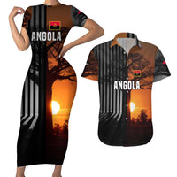 Angola Couples Matching Short Sleeve Bodycon Dress and Hawaiian Shirt with Sunset Zebra Design and African Nature - Wonder Print Shop