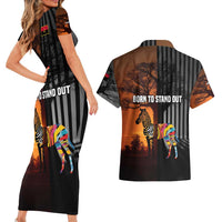 Angola Couples Matching Short Sleeve Bodycon Dress and Hawaiian Shirt with Sunset Zebra Design and African Nature - Wonder Print Shop