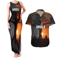 Angola Couples Matching Tank Maxi Dress and Hawaiian Shirt with Sunset Zebra Design and African Nature - Wonder Print Shop