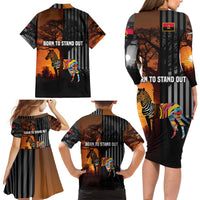 Angola Family Matching Long Sleeve Bodycon Dress and Hawaiian Shirt with Sunset Zebra Design and African Nature - Wonder Print Shop
