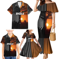 Angola Family Matching Mermaid Dress and Hawaiian Shirt with Sunset Zebra Design and African Nature - Wonder Print Shop